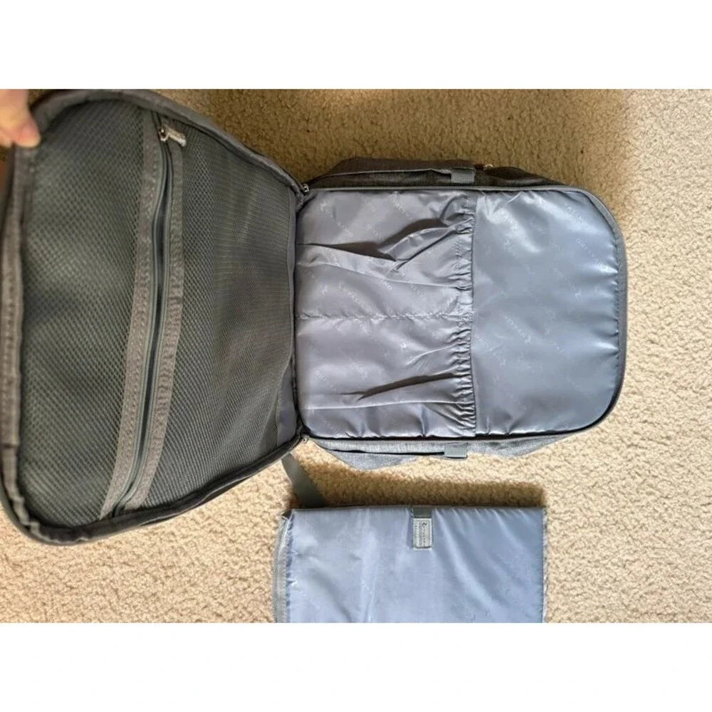 Ruvalino Diaper Bag Backpack Unisex Large Gray Excellent Insulated Pockets & Pad